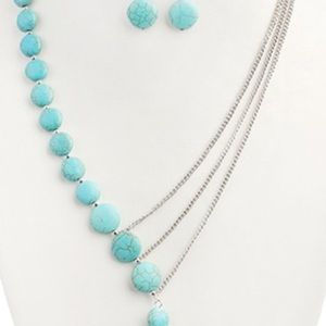 Turquoise Split Necklace and Earrings .